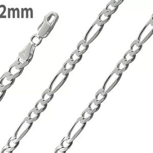 20”- 26” 2.2mm 925 Sterling Silver Figaro Chains Brand New